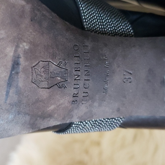 BRUNELLO CUCINELLI Leather Monili Chain Strap Chunky Ankle Boots black size 37 - Picture 9 of 12